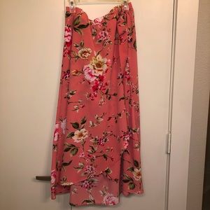 Floral Faux Wrap Skirt